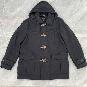 Men’s Claiborne Wool Blend Winter Jacket Coat Detachable Hood Large